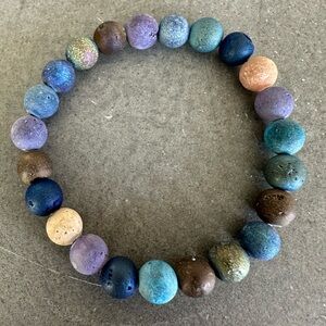 Multicolor Drusy Quartz Beaded Bracelet
